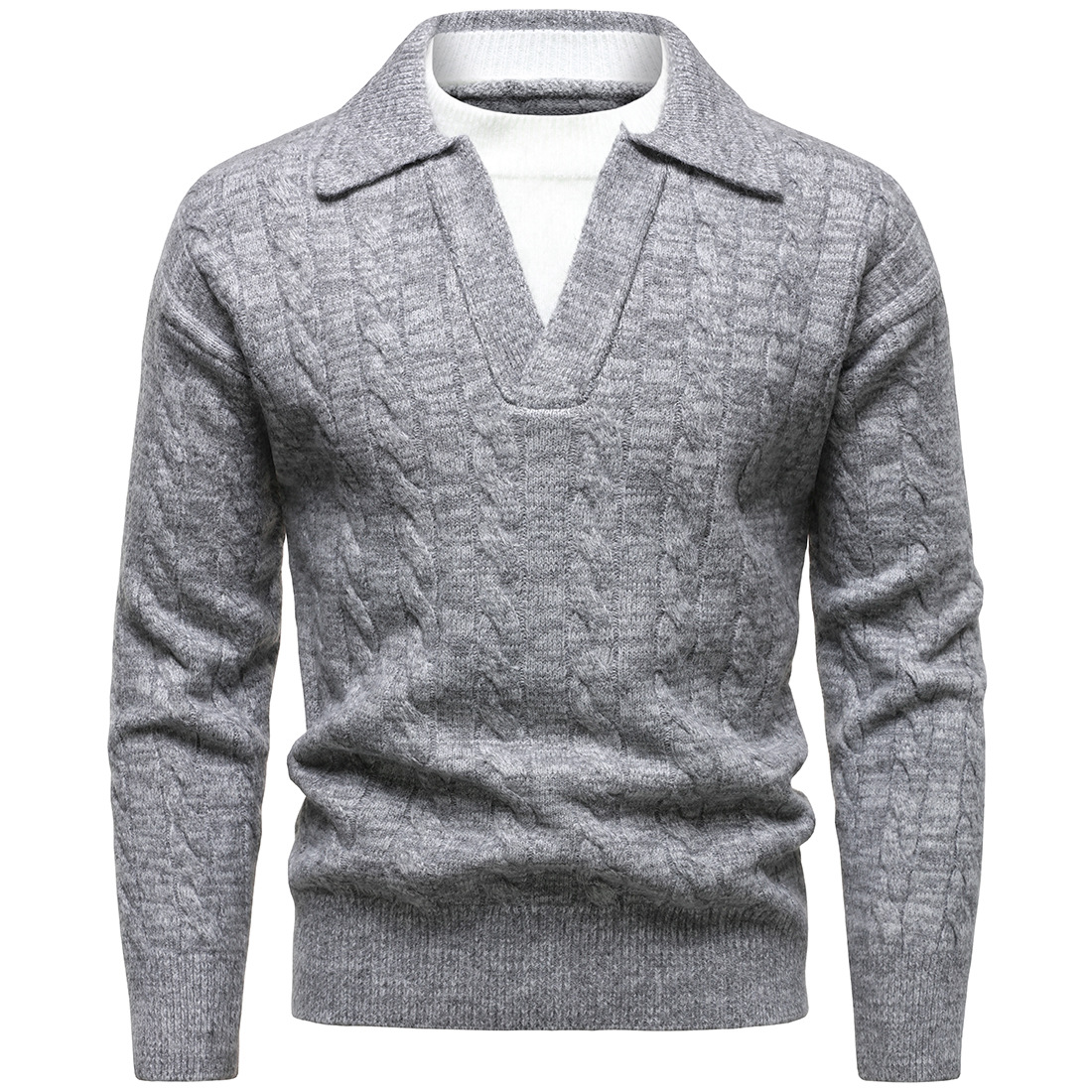 British Style Henry V-Neck Swe - Wool Blend Coat review and price