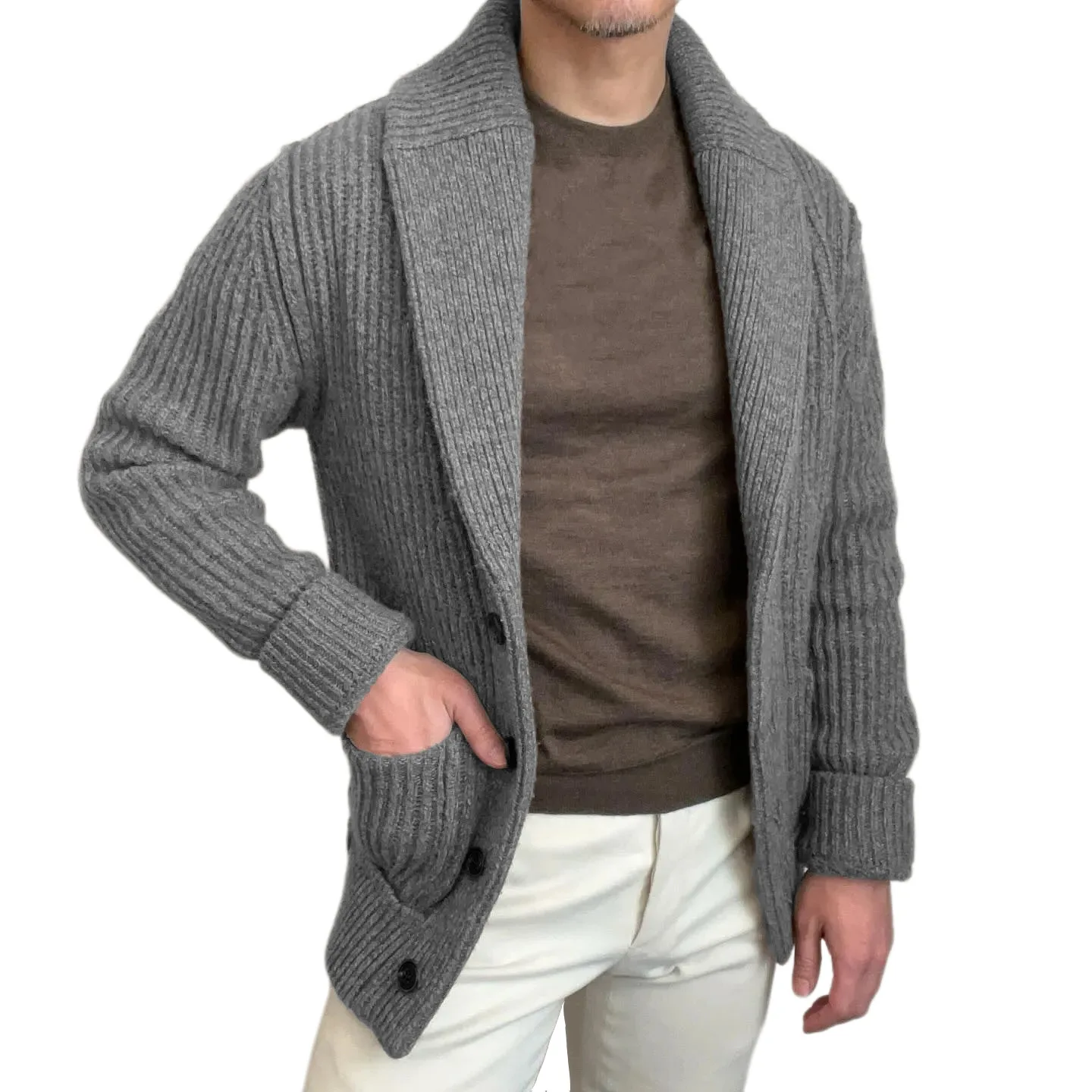 Men's Sweaters Cardigan Lapel  - Wool Blend Coat review and price