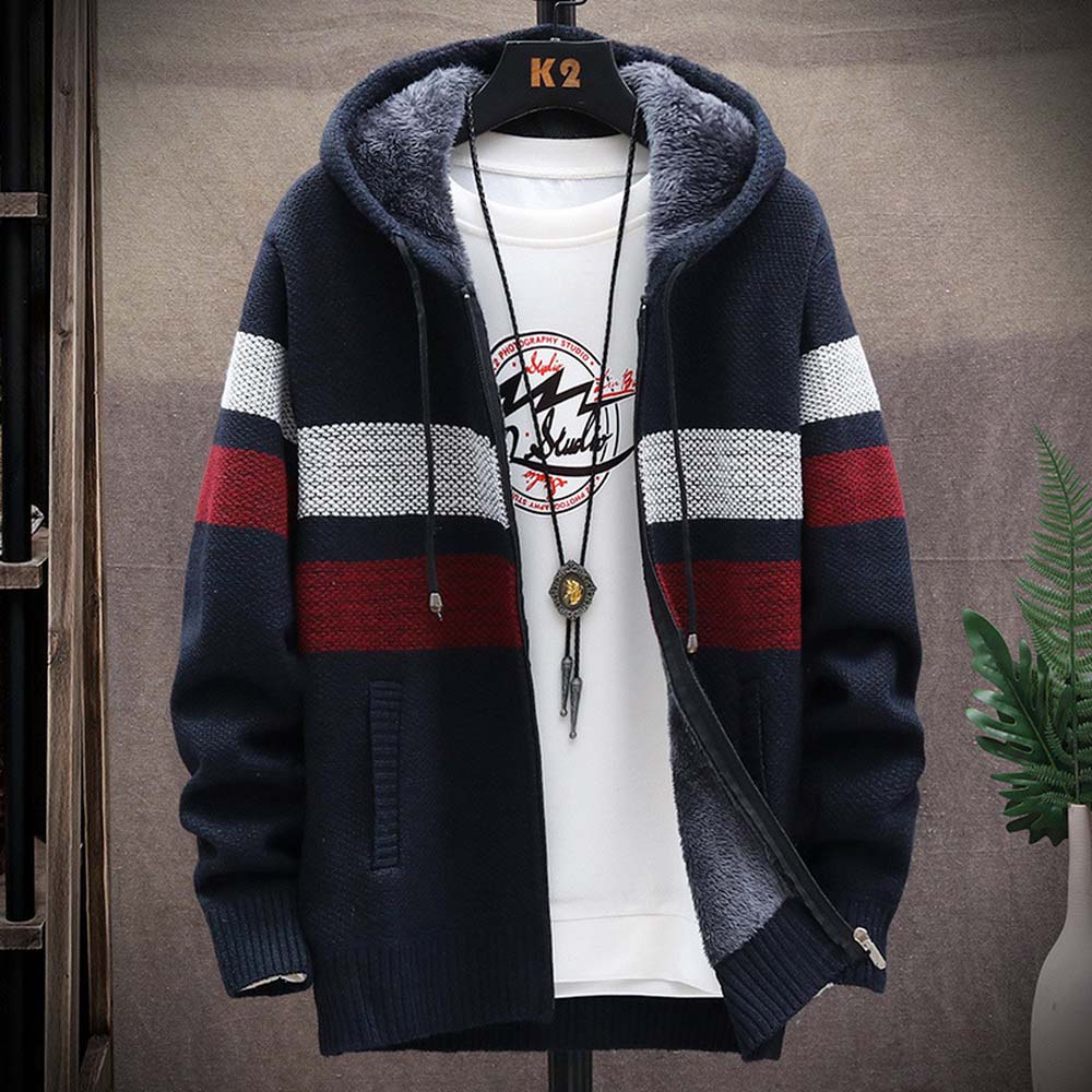 Men's Striped Sweater Coat Thi - Wool Blend Coat review and price