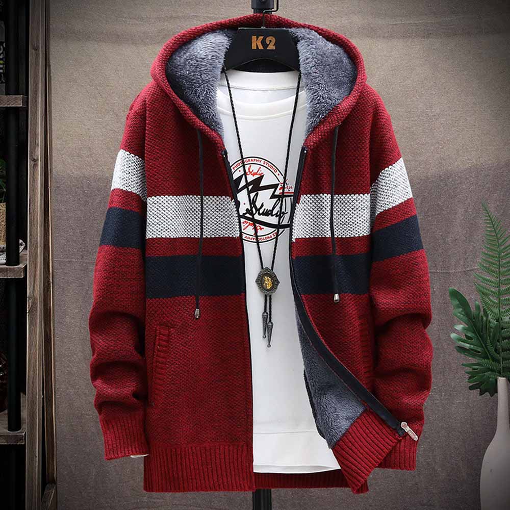 Men's Striped Sweater Coat Thi - Wool Blend Coat review and price