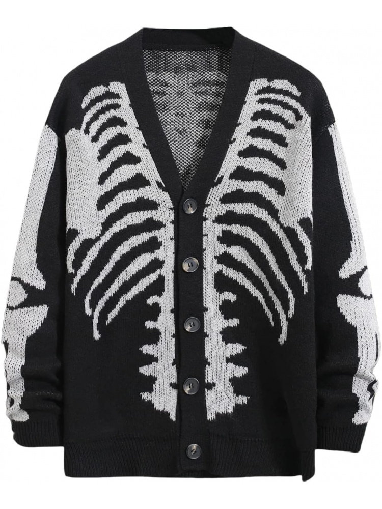 Men's Skeleton Pattern Cardiga - Wool Blend Coat review and price