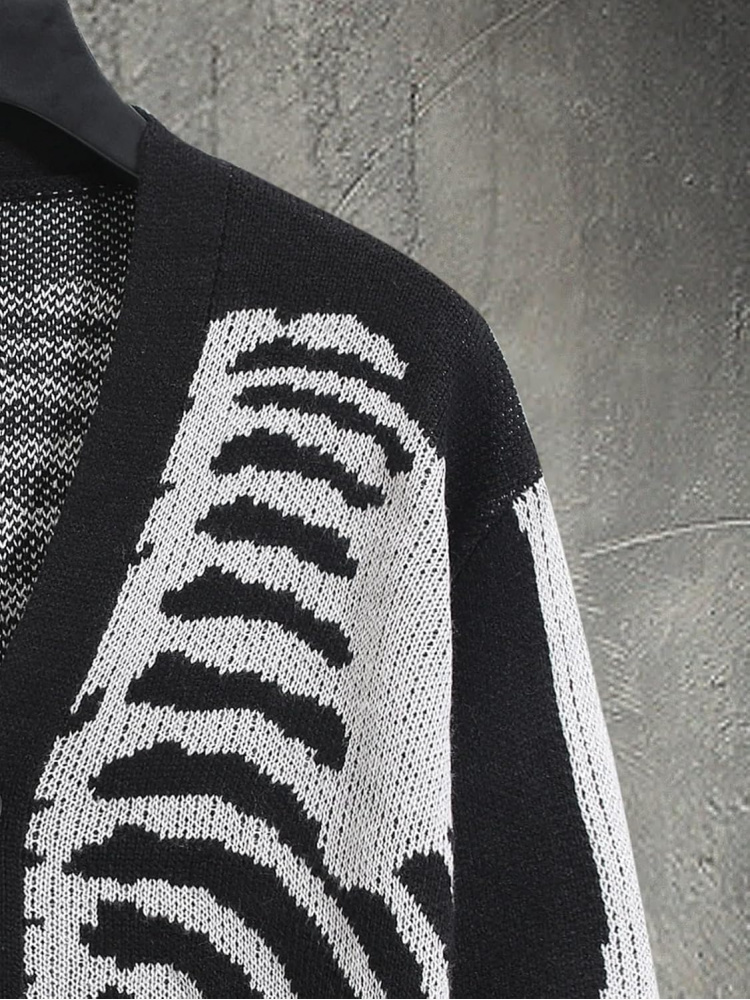 Men's Skeleton Pattern Cardiga - Wool Blend Coat review and price