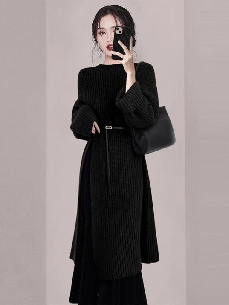 Women Elegant Red Knit Dress A - Winter Clothing H&M review and price