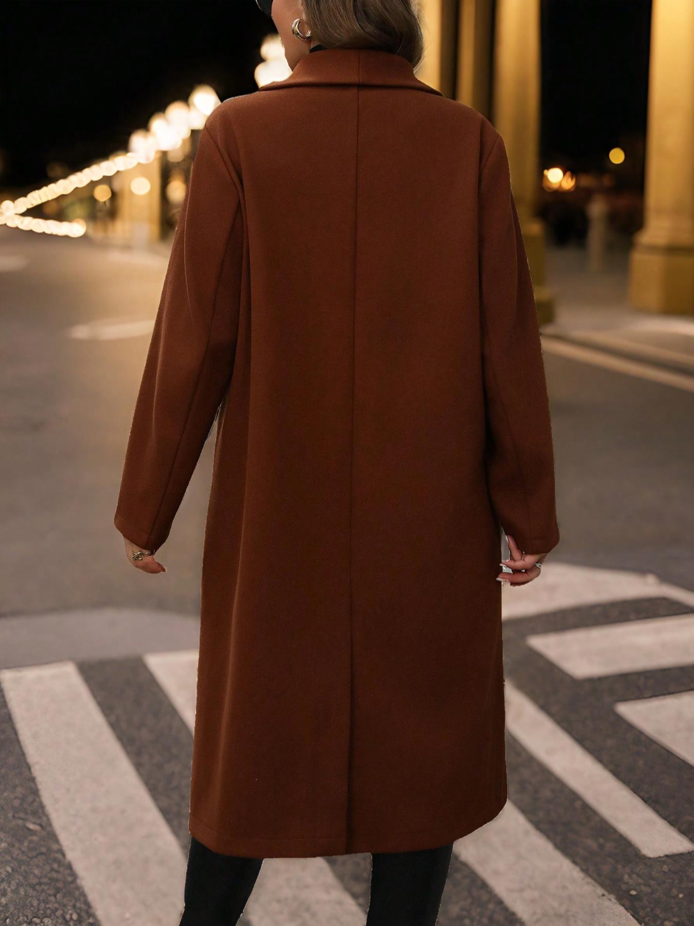 Caramel Brown Mid-Length Lapel - Wool Blend Coat review and price