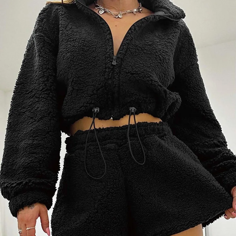 Women Solid Fleece Coat Crop T - Wool Blend Coat review and price